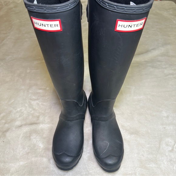 Hunter Matte Black Original Tall Rubber Welly Rain Boots Size 5 - Picture 3 of 10